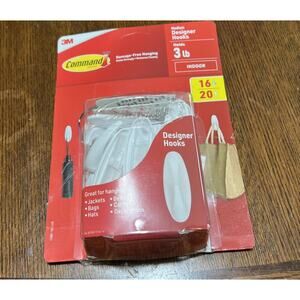 3M Command Indoor Medium Designer Hanging Hooks 16 Hooks And 20 Strips